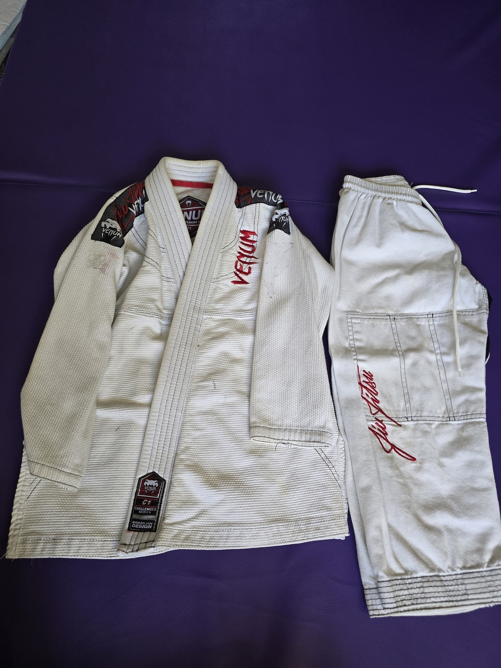 Venum Kids White BJJ Gi with Red Logo
